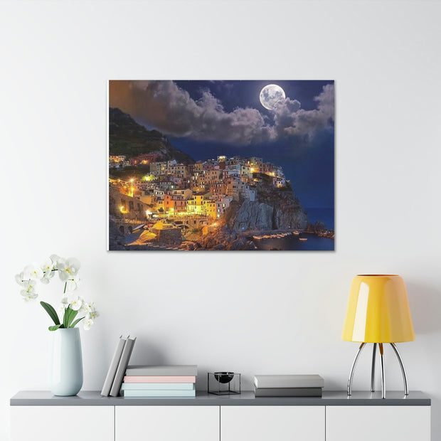 Beautiful Moon over an Italy Mountain Print Printify