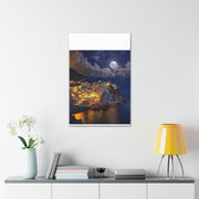 Beautiful Moon over an Italy Mountain Print Printify