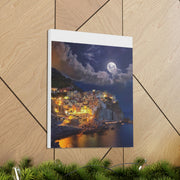 Beautiful Moon over an Italy Mountain Print Printify