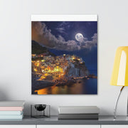 Beautiful Moon over an Italy Mountain Print Printify