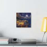 Beautiful Moon over an Italy Mountain Print Printify