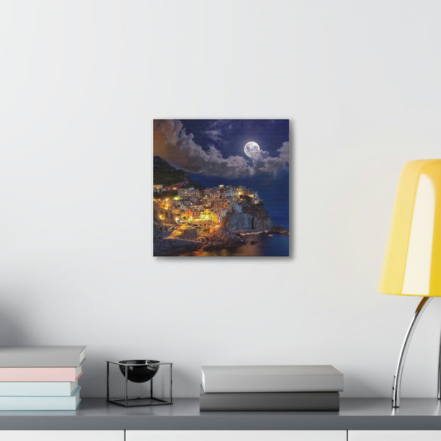 Beautiful Moon over an Italy Mountain Print Printify