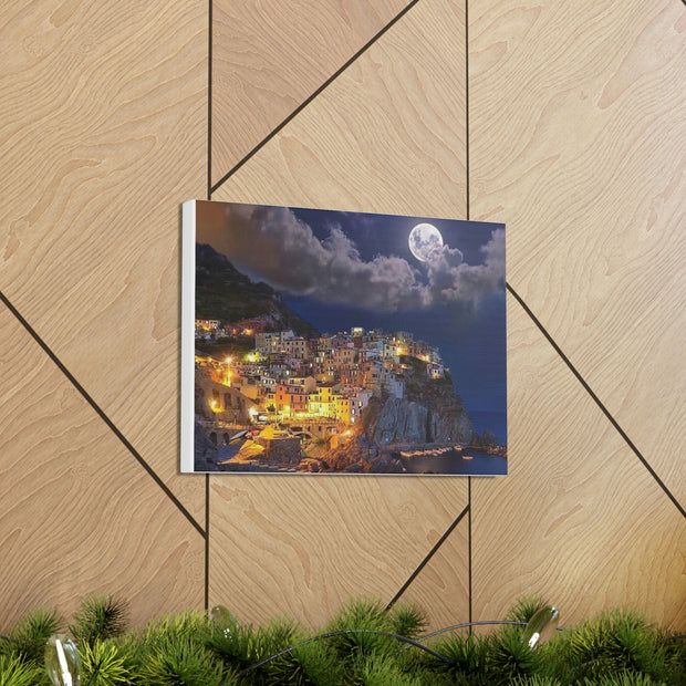 Beautiful Moon over an Italy Mountain Print Printify