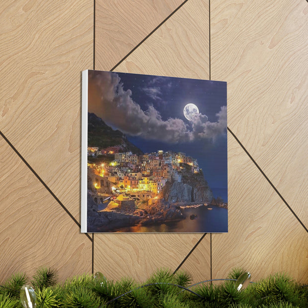 Beautiful Moon over an Italy Mountain Print Printify