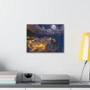 Beautiful Moon over an Italy Mountain Print Printify