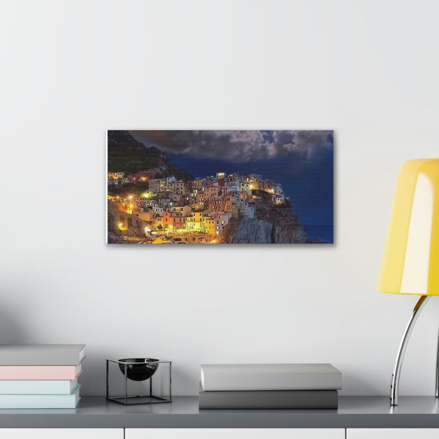 Beautiful Moon over an Italy Mountain Print Printify