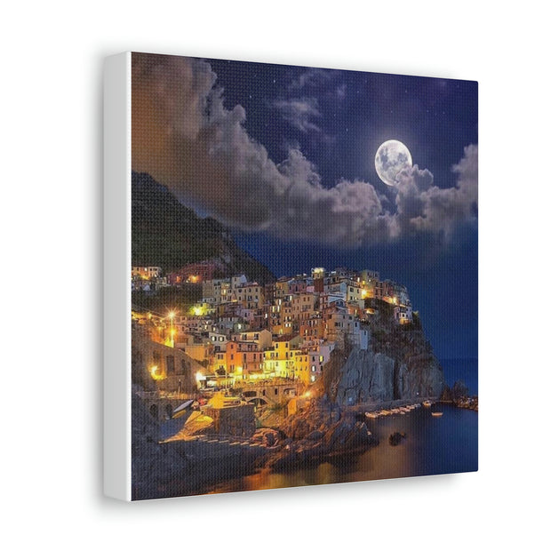 Beautiful Moon over an Italy Mountain Print Printify