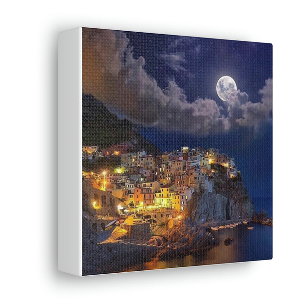 Beautiful Moon over an Italy Mountain Print Printify