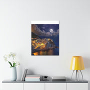 Beautiful Moon over an Italy Mountain Print Printify