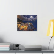 Beautiful Moon over an Italy Mountain Print Printify