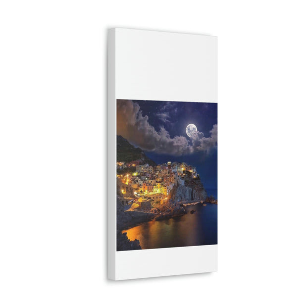 Beautiful Moon over an Italy Mountain Print Printify