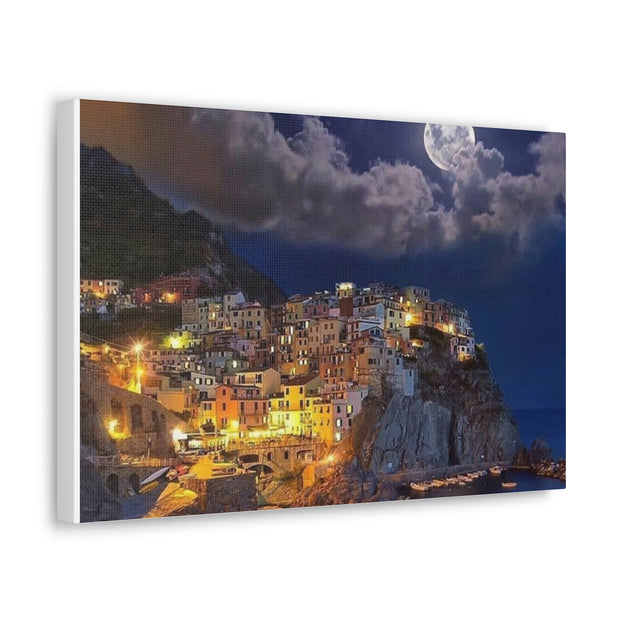 Beautiful Moon over an Italy Mountain Print Printify