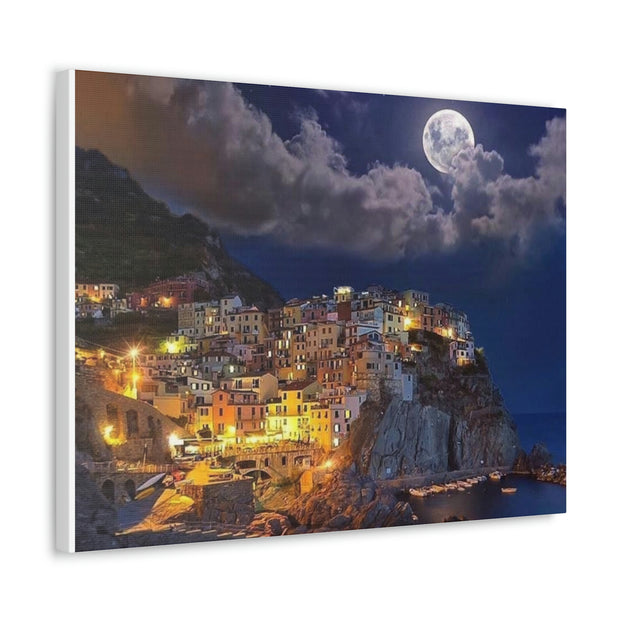 Beautiful Moon over an Italy Mountain Print Printify