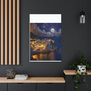 Beautiful Moon over an Italy Mountain Print Printify