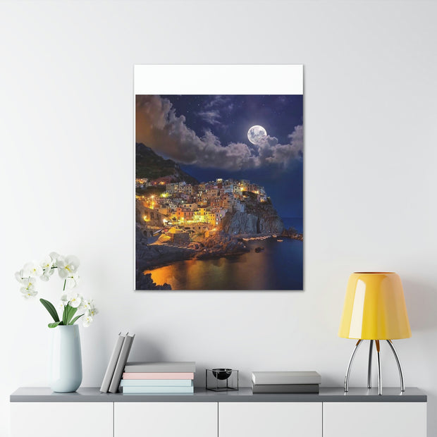 Beautiful Moon over an Italy Mountain Print Printify