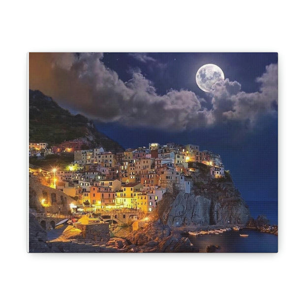 Beautiful Moon over an Italy Mountain Print Printify