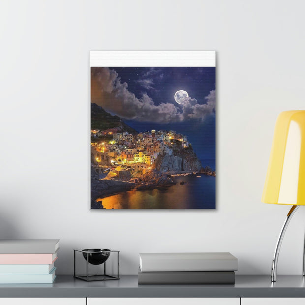 Beautiful Moon over an Italy Mountain Print Printify