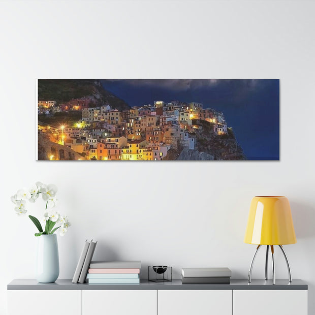 Beautiful Moon over an Italy Mountain Print Printify