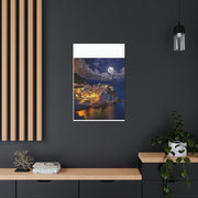 Beautiful Moon over an Italy Mountain Print Printify