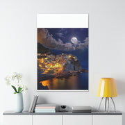 Beautiful Moon over an Italy Mountain Print Printify