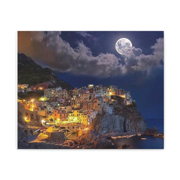 Beautiful Moon over an Italy Mountain Print Printify