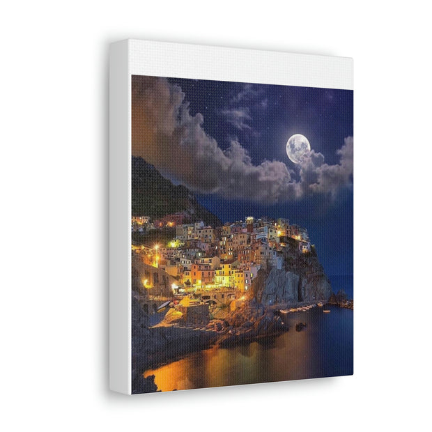 Beautiful Moon over an Italy Mountain Print Printify