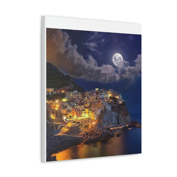 Beautiful Moon over an Italy Mountain Print Printify