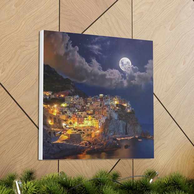 Beautiful Moon over an Italy Mountain Print Printify