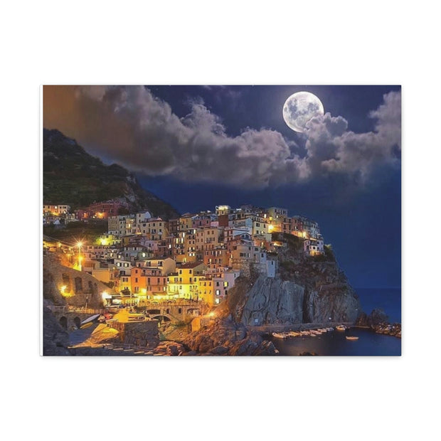 Beautiful Moon over an Italy Mountain Print Printify