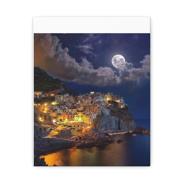 Beautiful Moon over an Italy Mountain Print Printify