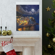 Beautiful Moon over an Italy Mountain Print Printify